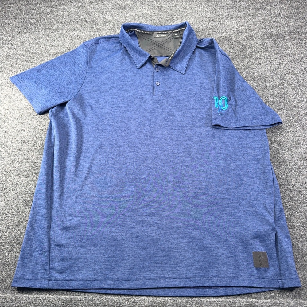 Adidas Adicross Mens 2XL Blue Heathered Golf Polo Shirt Short Sleeve AJGA